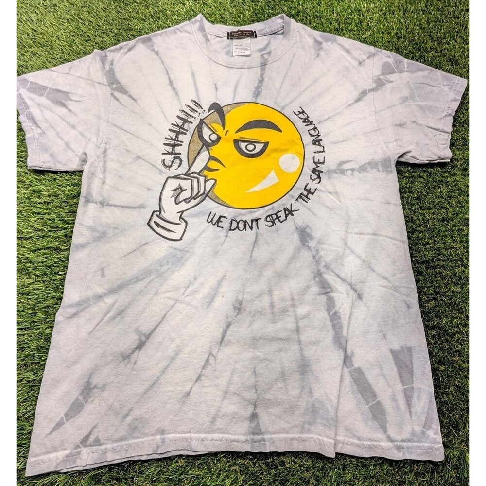 Sneaker Tongue Tie Dye T-Shirt Size L Gray Shhh